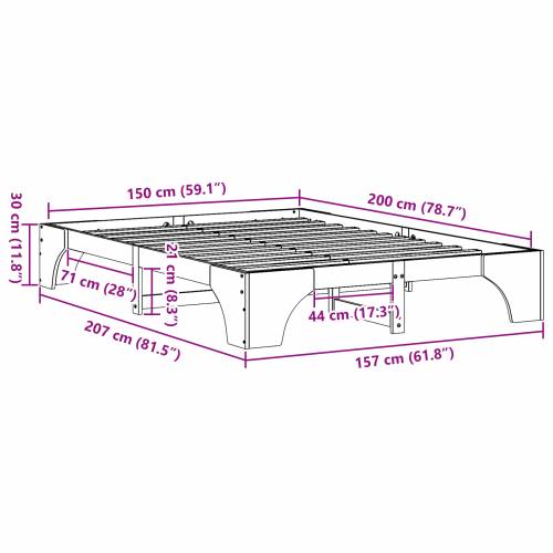 Krevet Bijeli Drvo 150 x 200 cm Minimalistički Krevet od drveta Cijena