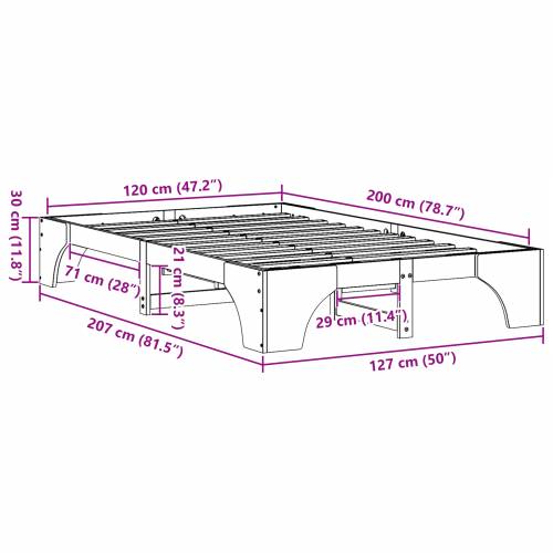 Okvir za krevet Vosak smeđa Puno drvo 120 x 200 cm Izdržljiv Cijena