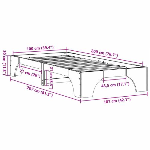 Krevet Vosak smeđi Puni bor 100 x 200 cm Izdržljiv Krevet Cijena