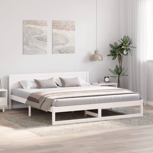 Okvir kreveta Bijeli Drvo 200 x 200 cm Izdržljiv Cijena