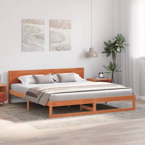 Krevet Voskast smeđi Čvrsto borovo drvo 180 x 200 cm Izdržljiv Cijena