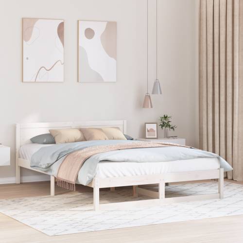 Krevetni okvir Bijela Puno drvo 150 x 200 cm Izdržljiv Cijena