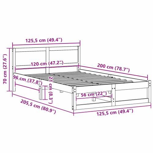okvir za krevet Bijela Drvo 120 x 200 cm Izdržljiv Cijena
