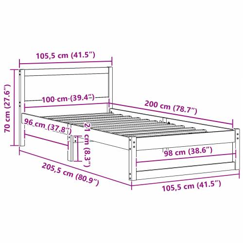 Krevetna konstrukcija Smeđa Puno drvo 100 x 200 cm Izdržljivo Cijena