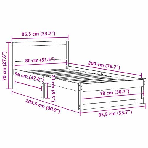 okvir kreveta Prirodno Čvrsto drvo 80 x 200 cm Cijena