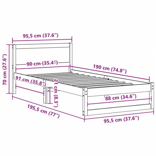 okvir kreveta Prirodni Čvrsto drvo bor 90 x 190 cm Pretvoriv Cijena