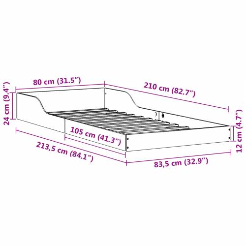 Krevetna konstrukcija Smeđa 80 x 210 cm Masivna borovina Cijena