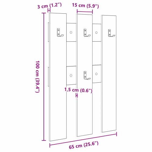 Vješalica za kapute na zidu Dimljeni hrast 65 x 3 x 100 cm Cijena