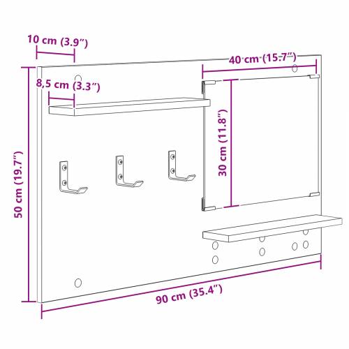 Vješalica za kapute na zidu Crni hrast 90 x 10 x 50 cm Cijena