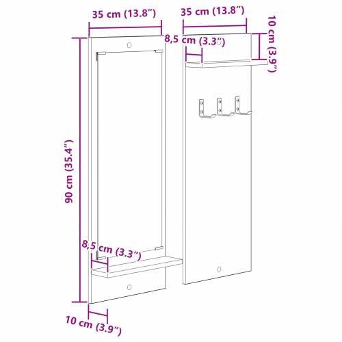 Vješalica za kapute na zidu 70 x 10 x 90 cm Konstruirano drvo Cijena