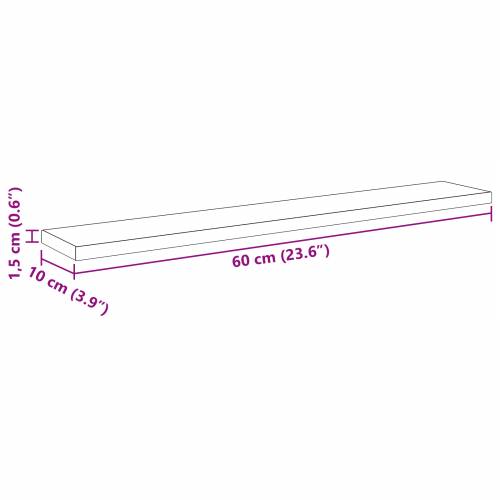 Police za knjige - 4 komada u crnom hrastu, 60x10x1.5 cm - Napravljene od konstruiranog drva Cijena