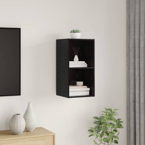 Zidna TV jedinica u crnom hrastu - 37 x 37 x 72 cm, izrađeno od inženjerskog drveta Cijena