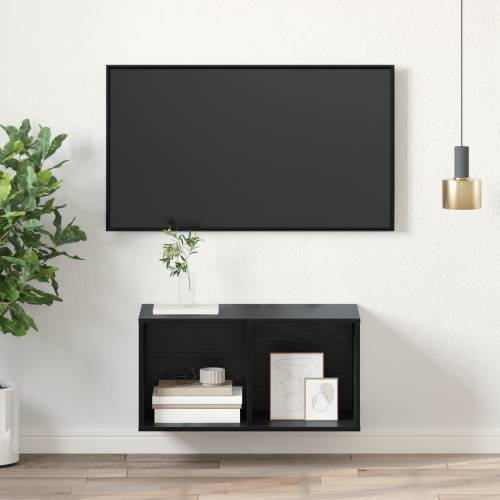 Zidna TV jedinica u crnom hrastu - 37 x 37 x 72 cm, izrađeno od inženjerskog drveta Cijena
