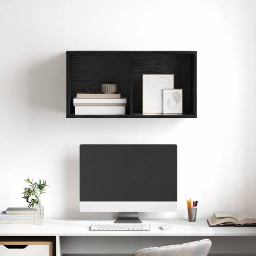 Zidna TV jedinica u crnom hrastu - 37 x 37 x 72 cm, izrađeno od inženjerskog drveta Cijena