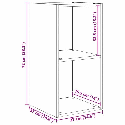 Zidna TV jedinica u crnom hrastu - 37 x 37 x 72 cm, izrađeno od inženjerskog drveta Cijena