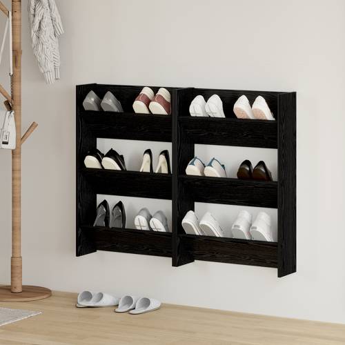 Ormarići za cipele na zidu 2 pcs Crni hrast 60 x 18 x 60 cm Cijena
