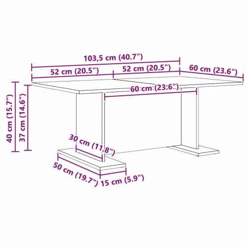 Stolić za kavu Staro drvo 103.5 x 60 x 40 cm Konstruirano drvo Cijena