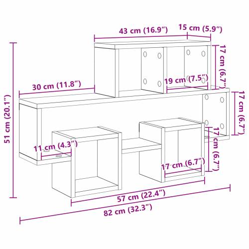 Polica na zidu Crni hrast 82 x 15 x 51 cm Konstruirano drvo Cijena