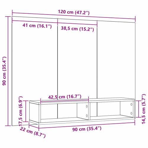 TV Kabinet za Zid Umjetnička hrastovina 120 x 23.5 x 90 cm Cijena