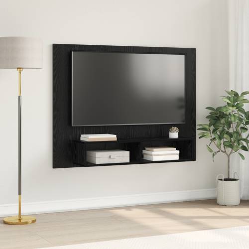 TV Kabinet za Zid s policom s pohranom Crni hrast 120 x 23.5 x 90 cm Cijena