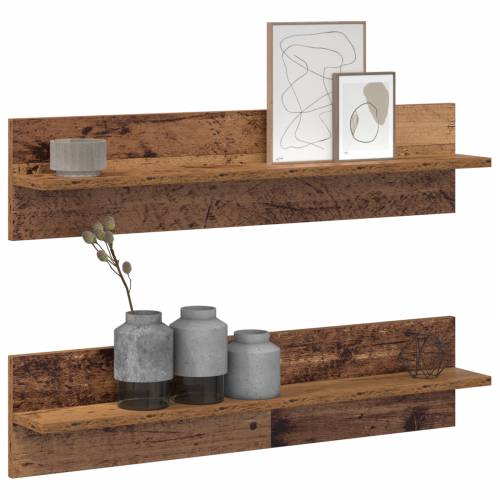 Police na zidu s policom s pohranom 2 pcs Staro drvo 80 x 11.5 x 18 cm Cijena