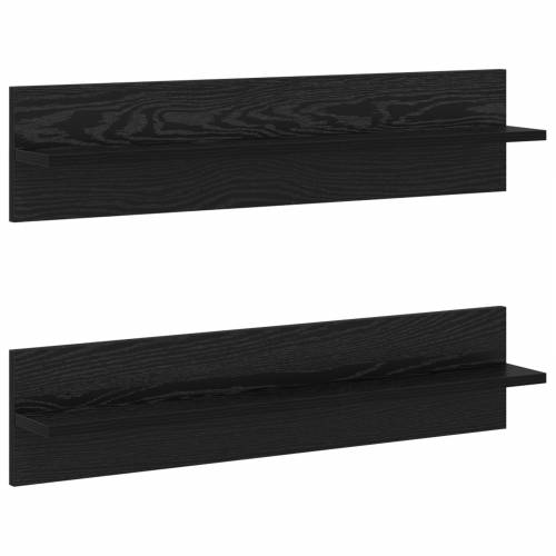 Police na zidu s policom s pohranom 2 pcs Crni hrast 80 x 11.5 x 18 cm Cijena