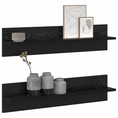 Police na zidu s policom s pohranom 2 pcs Crni hrast 80 x 11.5 x 18 cm Cijena