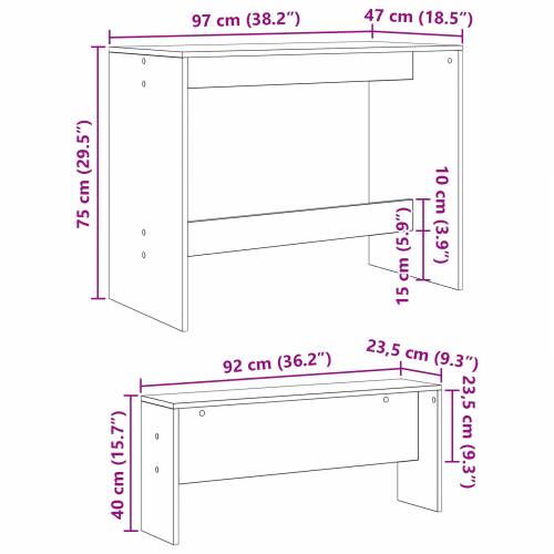 Blagovaonski set 2 pcs Crni hrast 97 x 47 x 75 cm Cijena