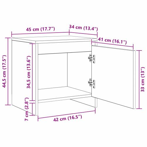 Noćni ormar Staro drvo 45 x 34 x 44.5 cm Konstruirano drvo Cijena