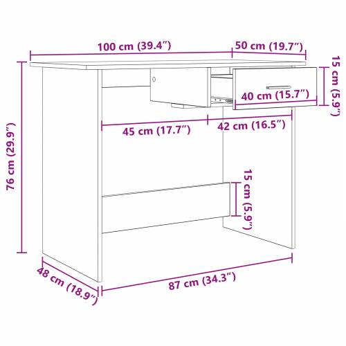 Stol s ladicama Crni hrast 100 x 50 x 76 cm Konstruirano drvo Cijena