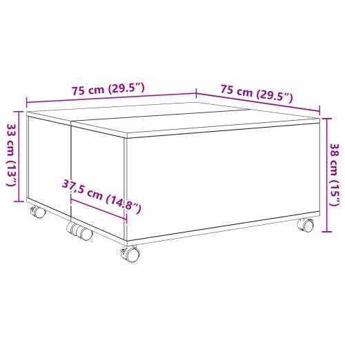 Stolić za kavu Crni hrast 75 x 75 x 38 cm Konstruirano drvo Cijena