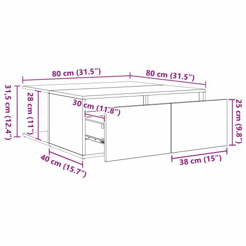 Stolić za kavu Crni hrast 80 x 80 x 31 cm Konstruirano drvo Cijena