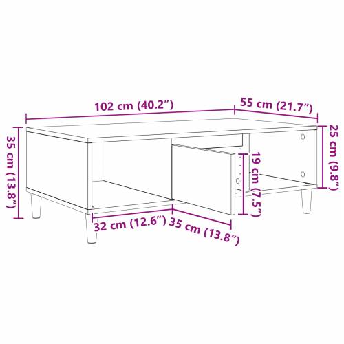 Sivi hrast sonoma 103.5 x 60 x 35 cm Konstruirano drvo Cijena