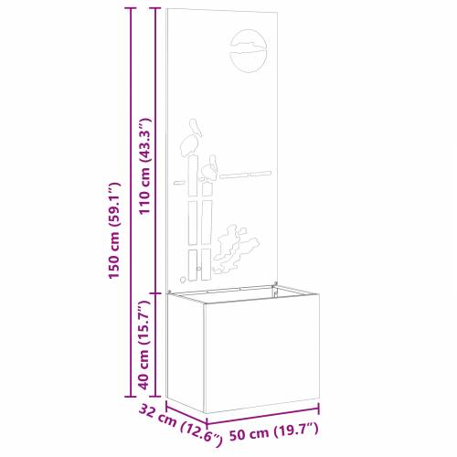 Vrtni Sadič s Dekorativnom Pločom Srebrna 50 x 140 cm Cijena