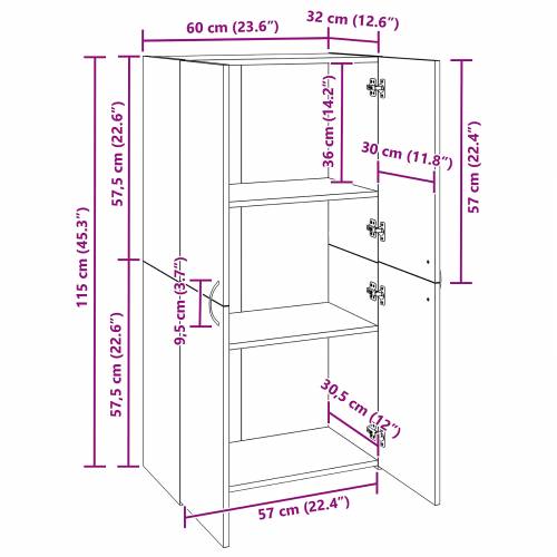 Uredski ormar Crni hrast 60 x 32 x 115 cm Konstruirano drvo Cijena
