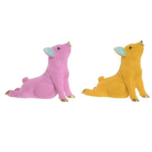 Ukrasna figura Home ESPRIT Rumena Zelena Roza zlatan Svinja 30,5 X 15 X 25 CM (2 kom.) Cijena