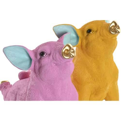 Ukrasna figura Home ESPRIT Rumena Zelena Roza zlatan Svinja 30,5 X 15 X 25 CM (2 kom.) Cijena