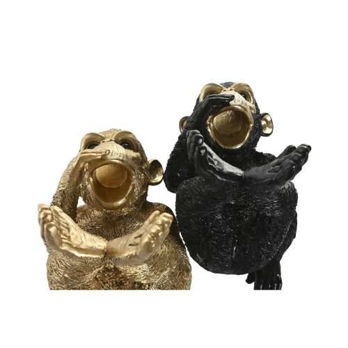 Ukrasna figura Home ESPRIT Crna zlatan Majmun 24,5 X 15 X 22,5 CM (2 kom.) Cijena