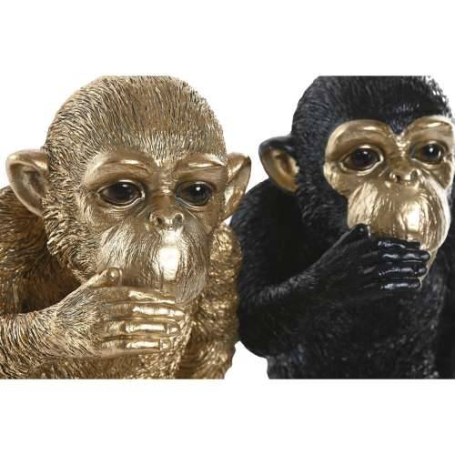 Ukrasna figura Home ESPRIT Crna zlatan Majmun 24,5 X 15 X 22,5 CM (2 kom.) Cijena