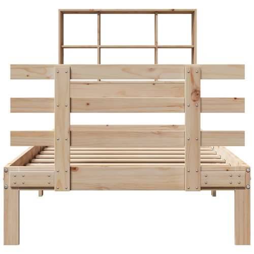 Krevet s regalom za knjige bez madraca 90x190 cm od borovine - Prirodna 90 x 190 cm Cijena