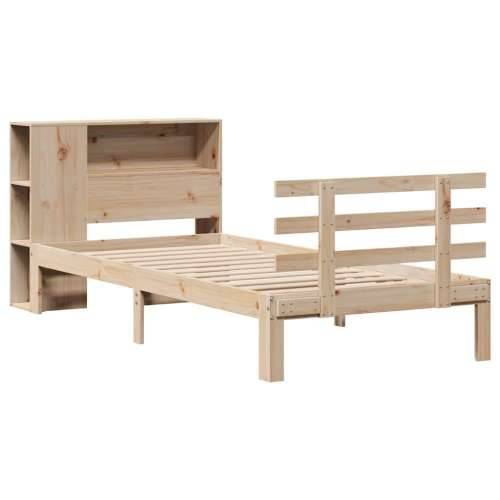 Krevet s regalom za knjige bez madraca 90x190 cm od borovine - Prirodna 90 x 190 cm Cijena