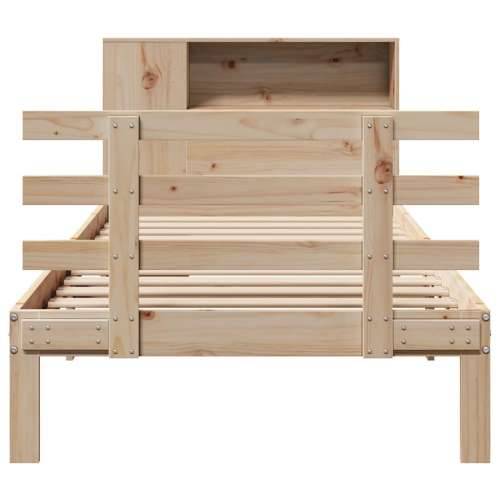 Krevet s regalom za knjige bez madraca 90x190 cm od borovine - Prirodna 90 x 190 cm Cijena