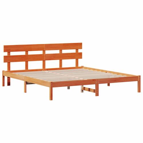 Krevetna konstrukcija s uzglavljem vosak smeđa 200x200 cm od punog borovog drveta Cijena