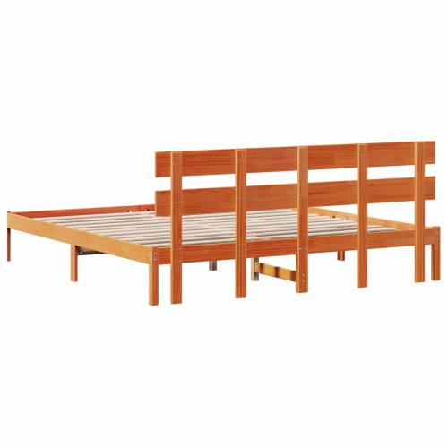 Krevetna konstrukcija s uzglavljem vosak smeđa 200x200 cm od punog borovog drveta Cijena