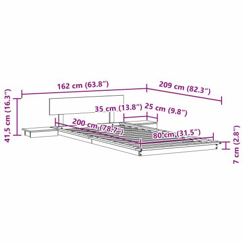Krevetna konstrukcija s noćnim ormarićima 80x200cm od punog drva Cijena