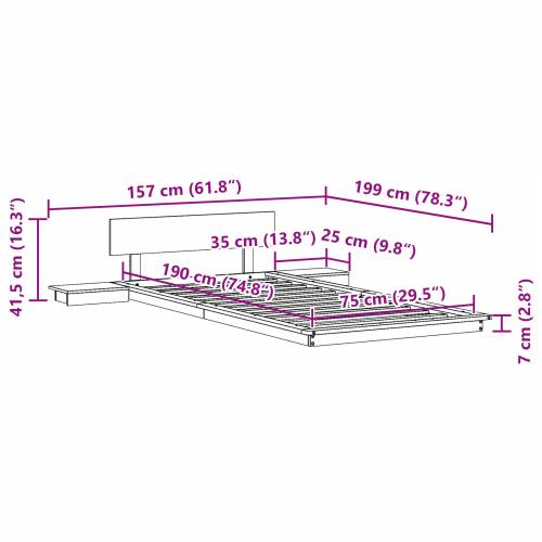okvir kreveta s noćnim stolićima bijeli 75x190cm od masivnog drveta Cijena