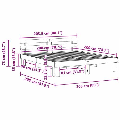 Okvir kreveta s uzglavljem Bijeli 200x200 cm Od punog drva Borovina Cijena