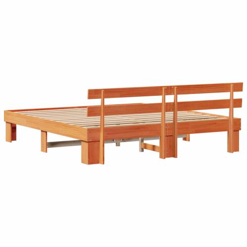 Krevetna konstrukcija s uzglavljem Smeđa 200x200 cm Čvrsta borovina Cijena