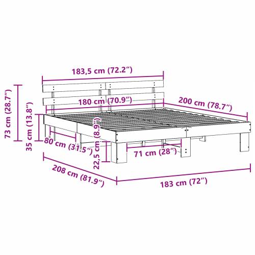 Krevetni okvir s uzglavljem Bijela 180x200 cm Masivna borovina Cijena