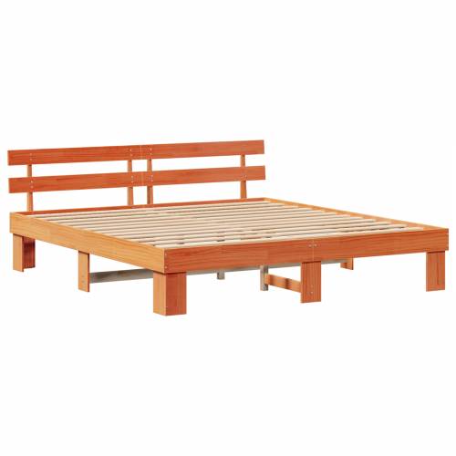 Smeđi okvir kreveta s uzglavljem 180x200 cm od čvrstog bora Cijena
